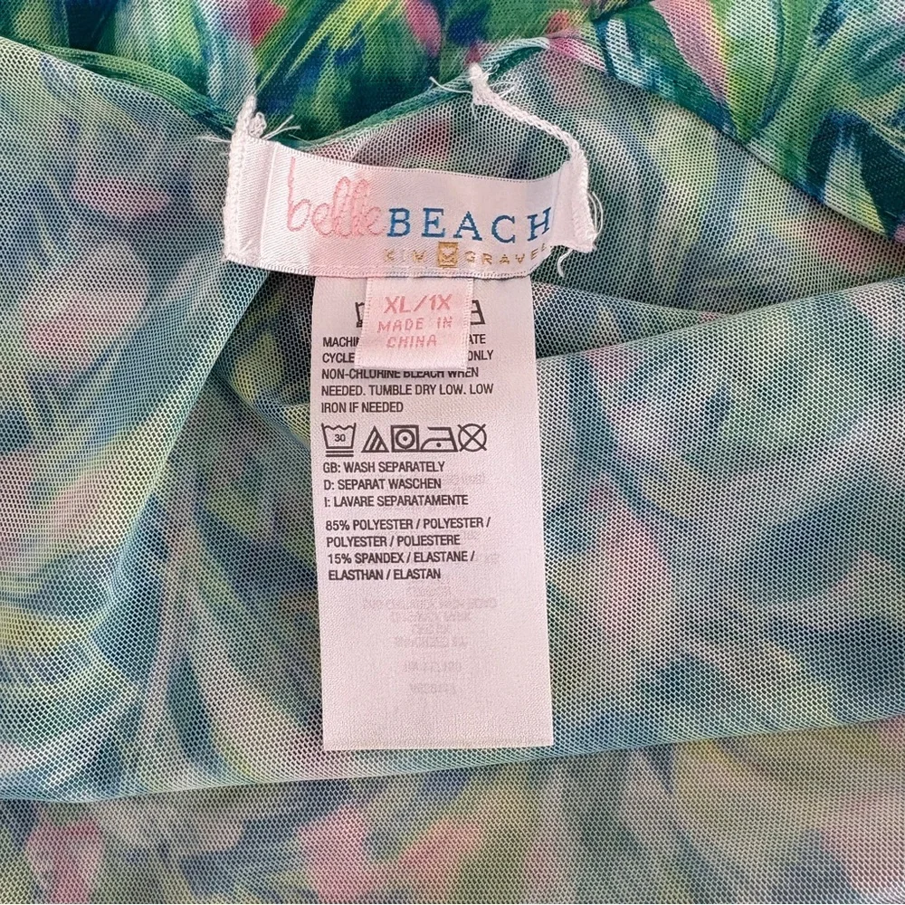 Kim Gravel Beach Green Floral Sheer Coverup